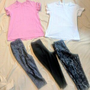 FIVE PIECE MTA Sport Activewear Bundle (2 Shirts / 3 Capri Leggings) SIZE MED/LG